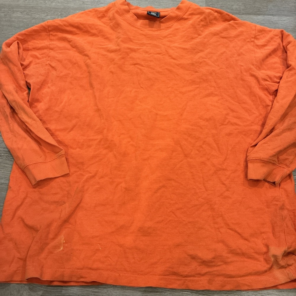 DKR Orange Waffle Knit Long Sleeve Thermal Shirt | Size 2XL